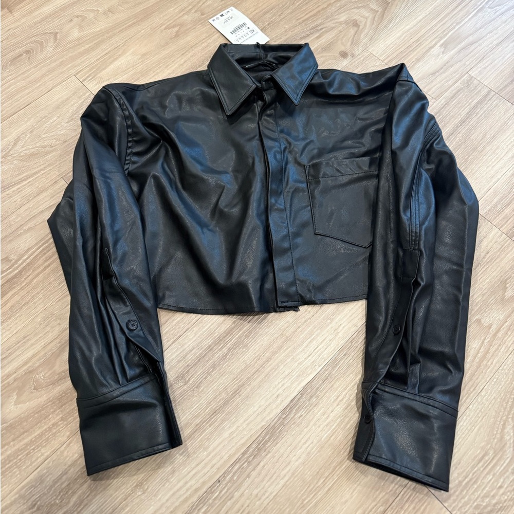 Zara Cropped Leather Shirt